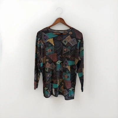 Impresiones de California Mujer Estampado Abstracto Multicolor Top Arte Para Usar Med Foto 1 de 4