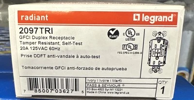 20A Ivory Gfci Outlet 2097TRI Pass And Seymour GFI receptacle NEW - Image 1 of 2