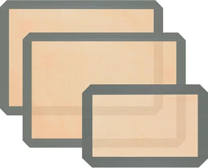 Silikon Backmatte, 3er Pack Wiederverwendbare Backmatte, Antihaftbeschichtet, Lebensmittelecht Silikon M - Bild 1 von 12