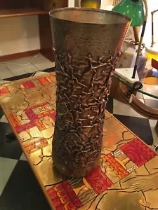 VASO PORTAOMBRELLI 60s RAME SBALZATO MARIO PINTON COPPER VASE UMBRELLA STAND - Foto 1 di 5