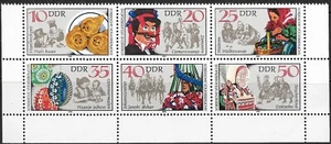 1982 East Germany block of 6 stamps depicting Sorbian Folktales unmounted mint - Picture 1 of 2