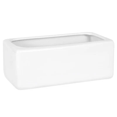 Keramik Übertopf rechteckig Pflanztrog Blumentopf Rinnen weiß Bonsai Kakteen - Bild 1 von 4