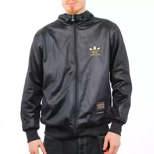 Adidas Chile 62 Retro Jacke Schwarz Gold Trefoil Trainingsjacke Sportjacke Glanz - Bild 1 von 6