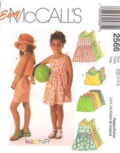McCall's 2566 ~ Children's Dress, Rompers, Top and Pull-On Shorts ~ Sizes 2-3-4 - Picture 1 of 5