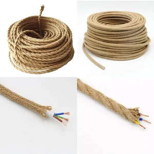 Retro Hanf Seil Draht Elektrisch Geflochtener Stoff Verdreht Kabel Leitung - Bild 1 von 10