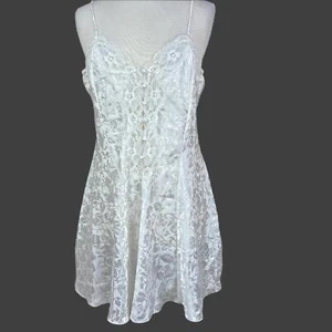 VTG White Satin & Lace Nighty Size Large - Picture 1 of 6