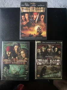 Pirates Of The Caribbean - 1,2,3 DVD Lot - Johnny Depp - Walt Disney DVD Bundle - Picture 1 of 8