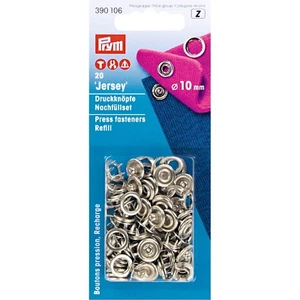 20 Jersey Druckknöpfe Messing 10mm Nachfüllpack silber Prym 390106 Druck Knopf - Bild 1 von 2
