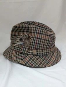Tayberry Co Trilby Hat 21'' Check Country Mix fibres brown - Picture 1 of 9