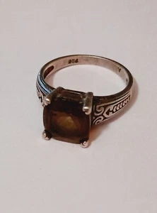 Vintage Rauchquarz oder Stein braun 925 Ring A Gr. 9 - Bild 1 von 13