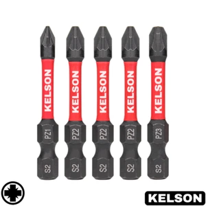 5 brocas de destornillador de impacto mixtas Pozi PZ1 PZ2 PZ3 50 mm magnéticas 1/4" KELSON - Imagen 1 de 4