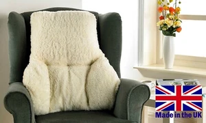 CREME-RÜCKEN- & LUMBALSTÜTZKISSEN - Yorkshire Kunstlamm - HERGESTELLT IN UK - Bild 1 von 2