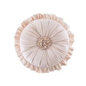 【Must GO】13.7'' round velvet pillow round stuffing pillow round ruffle pillow - Picture 1 of 16