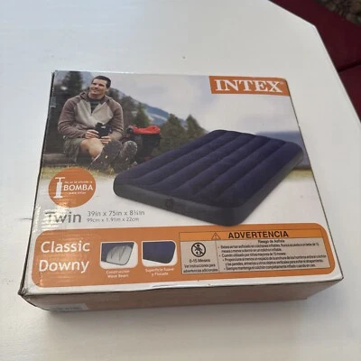 Intex Twin Size Classic Downy Inflatable Air Bed Mattress 68757WA (Blue) - Image 1 of 4