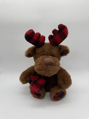 Dan Dee Moose Red Buffalo Plaid Antlers Soft Plush Stuffed Animal 12" - Image 1 of 4