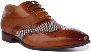 JUSTINREESS ENGLAND Zen Mens Lace Up Leather Brogues In Tan UK Size 6 - 12 - Picture 1 of 12