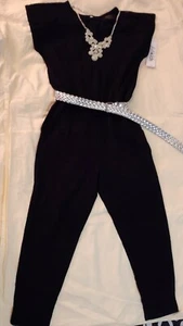 *New* kids jumpsuit black with two side pockets . added cute elegant necklace. - Picture 1 of 3