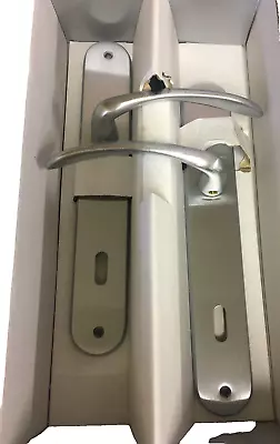 Coppia manigia x porta foro chiave 90 in ottone cromo satinato codice 261 nuovo - Immagine 1 di 4