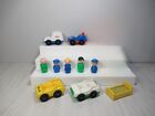 Vintage Fisher Price Little People Village pieces 997 taxi bed police car  lot
