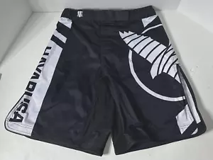 Hayabusa Icon Fight Shorts Mens Sz XL Black And White MMA Logo Performance - Picture 1 of 10