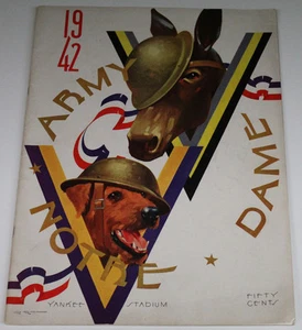 1942 Army v Notre Dame Football Program Angelo Bertelli Ex - Picture 1 of 5