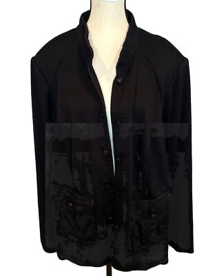 Lane Bryant Military Style BLACK Knit Blazer Jacket Ponte Pockets Plus Size 28 - Image 1 of 4
