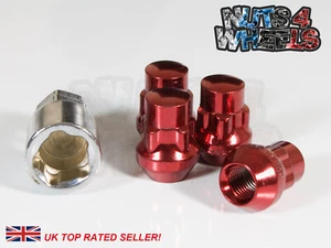 4 x Red Locking Wheel Nuts M12x1.25 Fits Nissan Skyline R32 R33 R34 R35 GTT - Picture 1 of 3