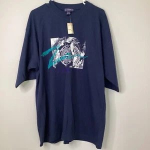 Vintage Z Cavaricci T-Shirt grafisches T-Shirt bestickt neu mit Etikett Herren groß blau tot - Bild 1 von 9