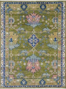 Multi Size Hand Knotted Green Donegal Oushak Arts & Crafts Living Room Area Rug - Picture 1 of 8