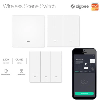Tuya Zigbee Smart Switch Funkschalter kabellos Szene Wandschalter Fernbedienung - Bild 1 von 4