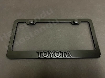 1xBlackToyota 3D Emblem BLACK Stainless License Plate Frame RUST FREE +S.Caps *L - Image 1 of 2