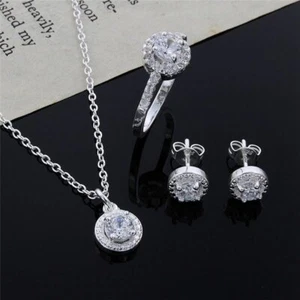 Collana/orecchino/anello moda elegante carino nobile cristallo lucido gioielli donna - Foto 1 di 7