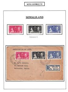 1937 CORONATION KING GEORGE VI PRE-DECIMAL STAMPS SET FDC MUH SOMALILAND #14