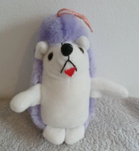 Vintage PMS Cute Hanging Small Purple Lilac Hedgehog Soft Toy Plush Comforter - Picture 1 of 2