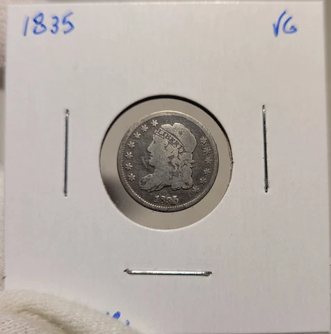 1835 Capped Bust Half Dime in Very Good VG Condition Cover