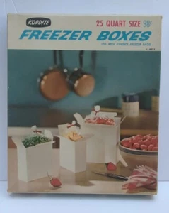 Vintage Kordite Quart Size Freze Freezer Boxes 25 Ct New In Original Package NOS - Picture 1 of 12