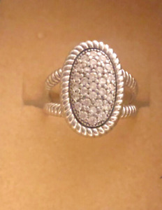 Judith Ripka Sterling Silver Pave Ring Size 8