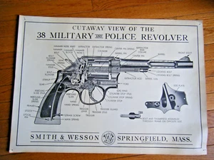 Smith & Wesson Vintage 1960s AD Poster Cutaway View 38 Military Police Revolver - Bild 1 von 8