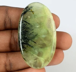 Natural Green Prehnite Loose Gemstone 97.30 Ct Oval Cabochon Certified B59516 - Picture 1 of 5