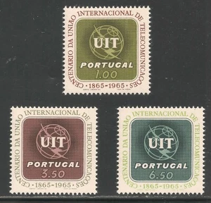 Portugal #950-952 (A241) ss MNH - 1965 1e bis 6,50e ITU Emblem / Globus / Erde   - Bild 1 von 1