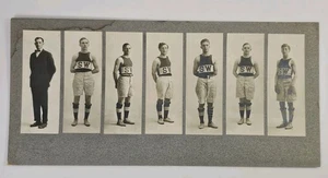 Antik 1910er Basketball Sportmannschaft sechs Spieler & Trainer Kabinett Foto 14,5 x 7 - Bild 1 von 10