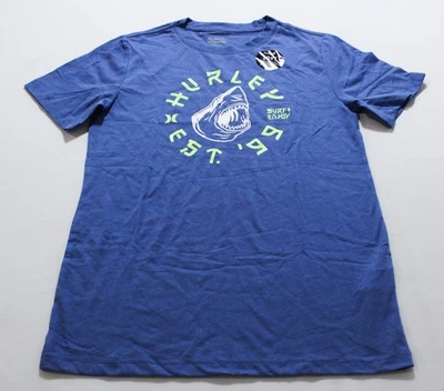 Hurley Big Boys 徽标印花短袖图案 T 恤 AP2 蓝色大号  — 第 1/4 张图片