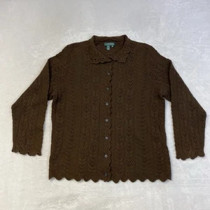 Vintage Lauren Ralph Lauren Women’s 2XL Wool Cashmere Blend Brown Knit Cardigan - Picture 1 of 7