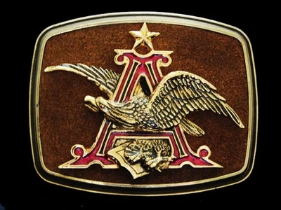 NF11125 *NOS* VINTAGE 1982 **ANHEUSER-BUSCH** HEBILLA DE CINTURÓN CERVEZA Y BOOSE Foto 1 de 3