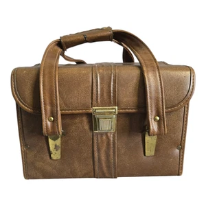 Vintage braun Kunstleder (Vinyl) Kameratasche Doppelgriffe 11" x 8" x 6,5" - Bild 1 von 10