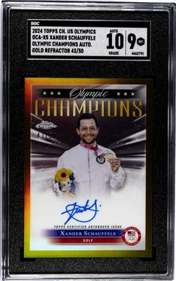 2024 Topps Chrome US Olympics OCA-XS Xander Schauffele Auto Gold 43/50 SGC 9! - Image 1 of 4