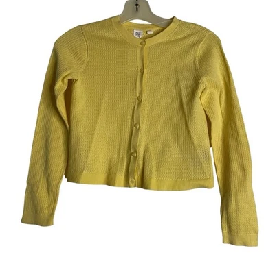 GAP XXL Niña Suéter Niños Amarillo Abotonado Algodón Tejido Cárdigan Foto 1 de 3