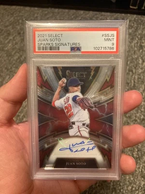 2021 Panini Select Juan Soto Sparks Auto 8/49 Nationals PSA 9!  LOW POP!    - Image 1 of 4