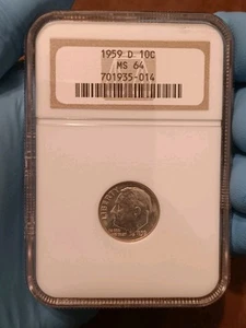 1959-D 90% Silber NGC MS64 Roosevelt Dime 10c - Bild 1 von 4