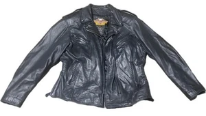 Harley Davidson Womens Leather Jacket Side Zip Medium Black W/ Liner (#73) - Picture 1 of 7